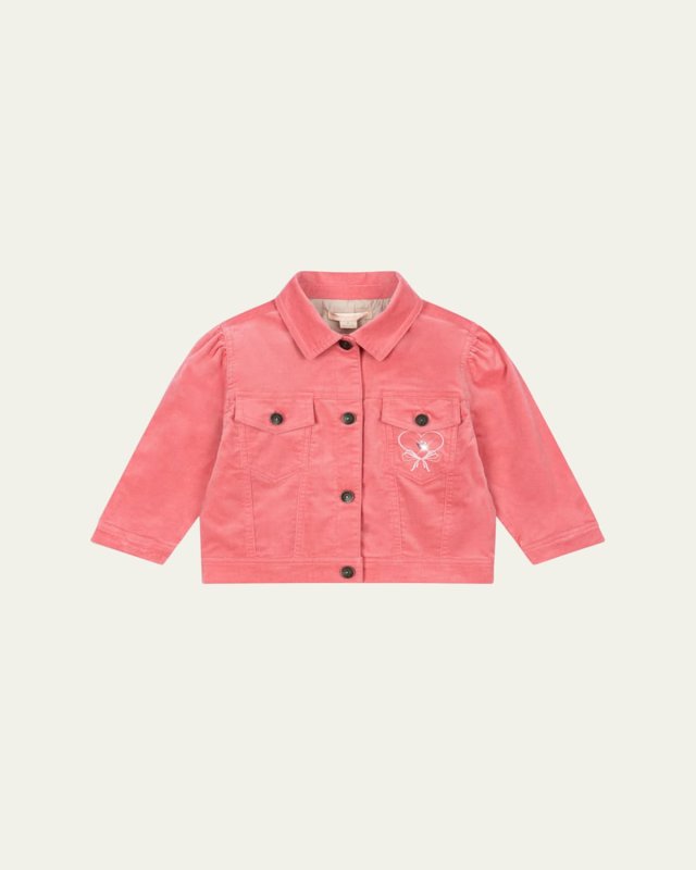 Girl's Lucky Embroidered Unicorn-Print Jacket, Size 2-10